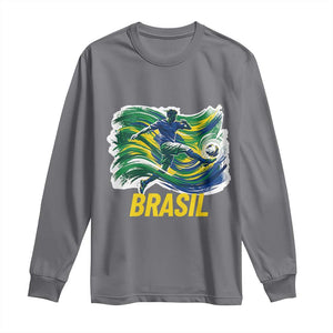 Brazil Soccer Brasil Flag Patriotic Sports Long Sleeve Shirt Brazilian Football Fan Supporter