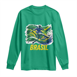 Brazil Soccer Brasil Flag Patriotic Sports Long Sleeve Shirt Brazilian Football Fan Supporter