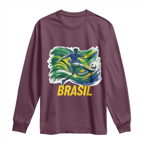 Brazil Soccer Brasil Flag Patriotic Sports Long Sleeve Shirt Brazilian Football Fan Supporter