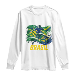 Brazil Soccer Brasil Flag Patriotic Sports Long Sleeve Shirt Brazilian Football Fan Supporter