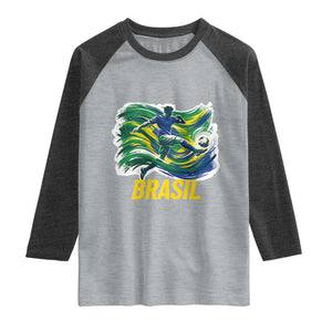 Brazil Soccer Brasil Flag Patriotic Sports Raglan Shirt Brazilian Football Fan Supporter