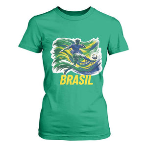 Brazil Soccer Brasil Flag Patriotic Sports T Shirt For Women Brazilian Football Fan Supporter