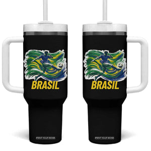 Brazil Soccer Brasil Flag Patriotic Sports Tumbler With Handle Brazilian Football Fan Supporter TS14 One Size: 40 oz Black Print Your Wear