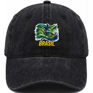 Brazil Soccer Brasil Flag Patriotic Sports Washed Cotton Baseball Cap Brazilian Football Fan Supporter
