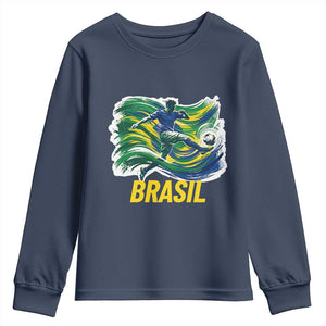 Brazil Soccer Brasil Flag Patriotic Sports Youth Sweatshirt Brazilian Football Fan Supporter