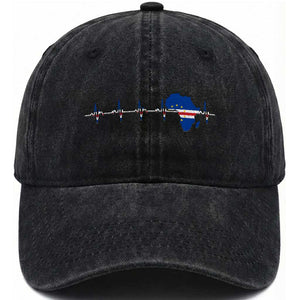 Germany Heartbeat EKG Deutschland Flag Map Washed Cotton Baseball Cap