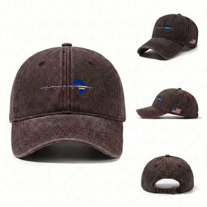 Germany Heartbeat EKG Deutschland Flag Map Washed Cotton Baseball Cap