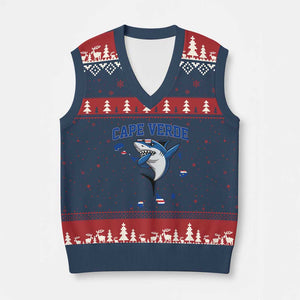Cape Verde Flag Map Shark Cape Verdean Roots V-Neck Knit Sweater Vest