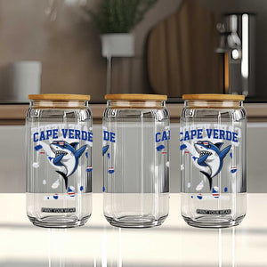 Cape Verde Flag Map Shark Cape Verdean Roots Glass Can TS14 Print Your Wear