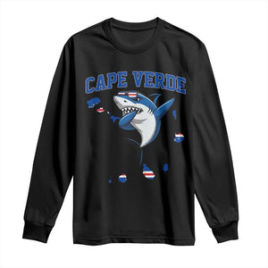 Cape Verde Flag Map Shark Cape Verdean Roots Long Sleeve Shirt