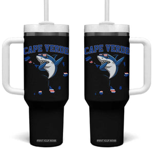 Cape Verde Flag Map Shark Cape Verdean Roots Tumbler With Handle TS14 One Size: 40 oz Black Print Your Wear