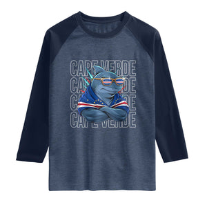 Cape Verde Flag Shark Cape Verdean Roots Cabo Verde Raglan Shirt
