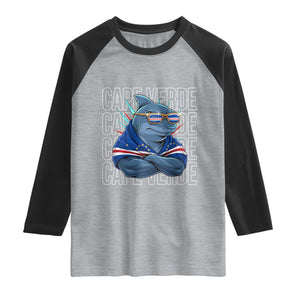 Cape Verde Flag Shark Cape Verdean Roots Cabo Verde Raglan Shirt