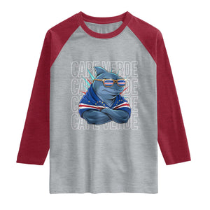 Cape Verde Flag Shark Cape Verdean Roots Cabo Verde Raglan Shirt