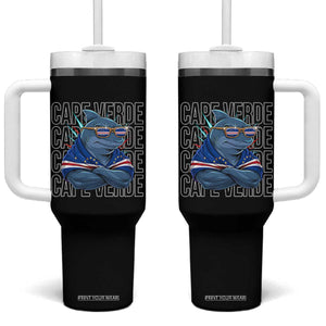 Cape Verde Flag Shark Cape Verdean Roots Cabo Verde Tumbler With Handle TS14 One Size: 40 oz Black Print Your Wear