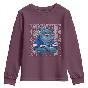 Cape Verde Flag Shark Cape Verdean Roots Cabo Verde Youth Sweatshirt