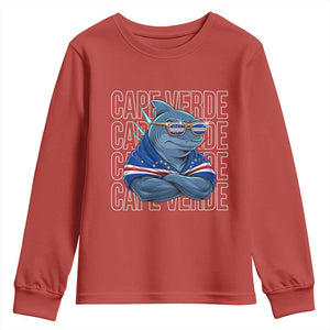 Cape Verde Flag Shark Cape Verdean Roots Cabo Verde Youth Sweatshirt