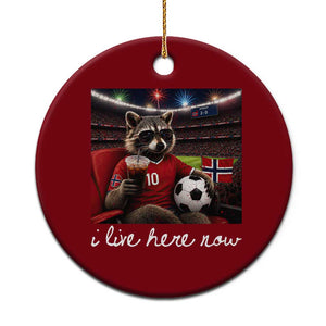 Norway Soccer Football Fan Norge Norwegian Flag Ceramic Ornament Funny Raccoon Drinking Iced Coffee TS14 1pc Red Print Your Wear