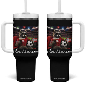 Norway Soccer Football Fan Norge Norwegian Flag Tumbler With Handle Funny Raccoon Drinking Iced Coffee TS14 One Size: 40 oz Black Print Your Wear