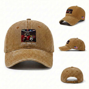 Norway Soccer Football Fan Norge Norwegian Flag Washed Cotton Baseball Cap Funny Raccoon Drinking Iced Coffee TS14 Washed Cap Universal Fit Yellow Ochre Print Your Wear