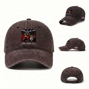 Norway Soccer Football Fan Norge Norwegian Flag Washed Cotton Baseball Cap Funny Raccoon Drinking Iced Coffee TS14 Washed Cap Universal Fit Dark Brown Print Your Wear