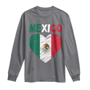 Mexican Flag Heart Mexico City Independence Day Gift Long Sleeve Shirt TS14 Charcoal Print Your Wear