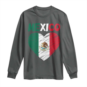 Mexican Flag Heart Mexico City Independence Day Gift Long Sleeve Shirt TS14 Dark Heather Print Your Wear
