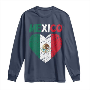 Mexican Flag Heart Mexico City Independence Day Gift Long Sleeve Shirt TS14 Navy Print Your Wear