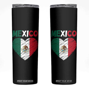 Mexican Flag Heart Mexico City Independence Day Gift Skinny Tumbler TS14 Black Print Your Wear