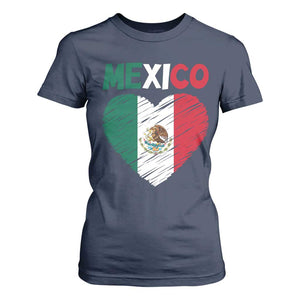 Mexican Flag Heart Mexico City Independence Day Gift T Shirt For Women TS14 Navy Print Your Wear
