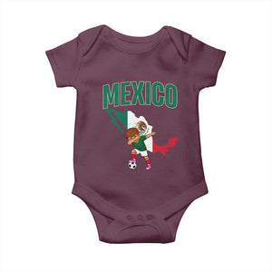 Mexico Soccer Boy Dabbing Boy Mexican Flag Map Baby Onesie TS14 Maroon Print Your Wear