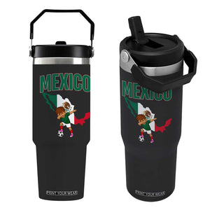 Mexico Soccer Boy Dabbing Boy Mexican Flag Map Flip Straw Tumbler TS14 One Size: 30 oz Black Print Your Wear