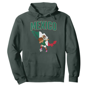 Mexico Soccer Boy Dabbing Boy Mexican Flag Map Hoodie TS14 Dark Forest Green Print Your Wear