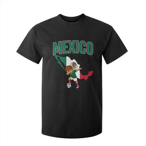 Mexico Soccer Boy Dabbing Boy Mexican Flag Map T Shirt For Kid TS14 Black Print Your Wear
