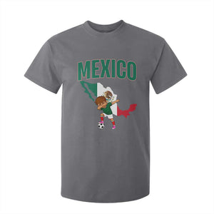 Mexico Soccer Boy Dabbing Boy Mexican Flag Map T Shirt For Kid TS14 Charcoal Print Your Wear