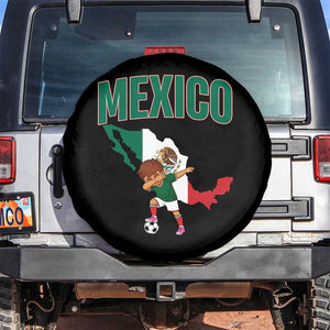 Mexico Soccer Boy Dabbing Boy Mexican Flag Map Spare Tire Cover TS14 No hole Black Print Your Wear