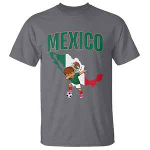 Mexico Soccer Boy Dabbing Boy Mexican Flag Map T Shirt TS14 Charcoal Print Your Wear