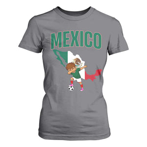 Mexico Soccer Boy Dabbing Boy Mexican Flag Map T Shirt For Women TS14 Charcoal Print Your Wear