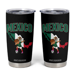 Mexico Soccer Boy Dabbing Boy Mexican Flag Map Tumbler Cup TS14 Black Print Your Wear