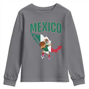 Mexico Soccer Boy Dabbing Boy Mexican Flag Map Youth Sweatshirt TS14 Charcoal Print Your Wear