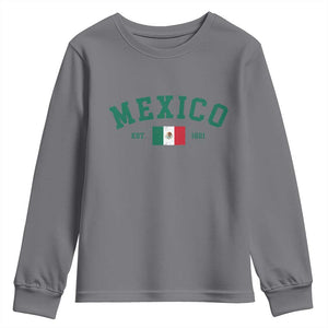 Mexico Mexican Flag Vintage Pride Youth Sweatshirt TS14 Charcoal Print Your Wear