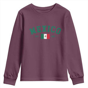 Mexico Mexican Flag Vintage Pride Youth Sweatshirt TS14 Maroon Print Your Wear