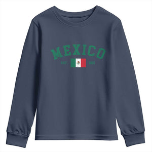 Mexico Mexican Flag Vintage Pride Youth Sweatshirt TS14 Navy Print Your Wear