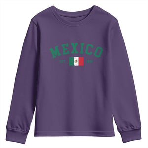 Mexico Mexican Flag Vintage Pride Youth Sweatshirt TS14 Purple Print Your Wear