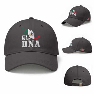 It's in My DNA Mexican Proud Hispanic Gift Mexico Flag Baseball Cap TS14 Baseball Cap Universal Fit Dark Gray Print Your Wear