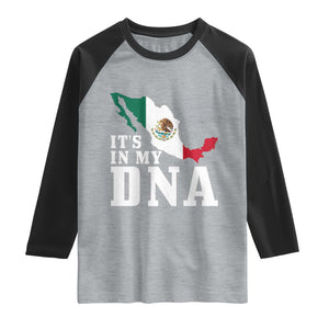 It's in My DNA Mexican Proud Hispanic Gift Mexico Flag Raglan Shirt TS14 Heather Gray Black Print Your Wear