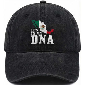 It's in My DNA Mexican Proud Hispanic Gift Mexico Flag Washed Cotton Baseball Cap TS14 Print Your Wear