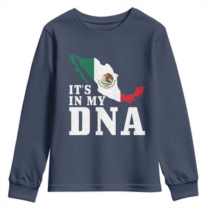 It's in My DNA Mexican Proud Hispanic Gift Mexico Flag Youth Sweatshirt TS14 Navy Print Your Wear