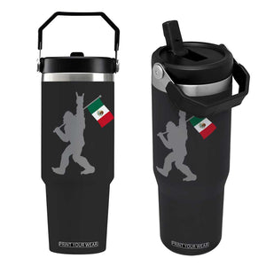 Bigfoot Rock On Hold Mexico Flag Sasquatch Believers Flip Straw Tumbler TS14 One Size: 30 oz Black Print Your Wear