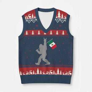 Bigfoot Rock On Hold Mexico Flag Sasquatch Believers V-Neck Knit Sweater Vest TS14 Navy Red Print Your Wear